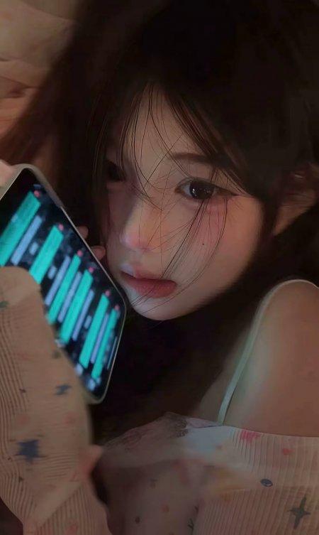 黑发美女凝视亮屏氛围感人物手机壁纸