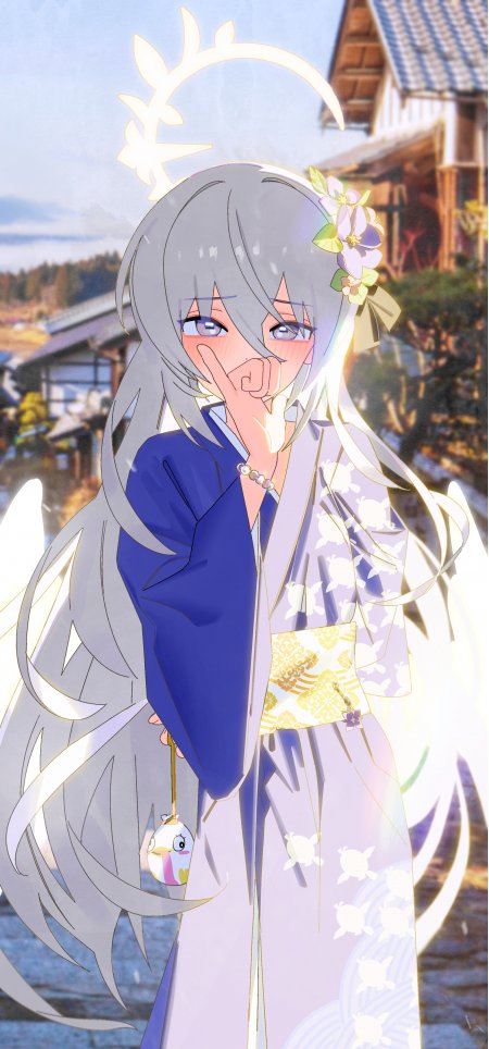 碧蓝档案白洲梓和服夕阳街道动漫手机壁纸