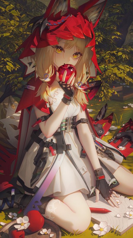 红帽少女森林咬苹果动漫手机壁纸