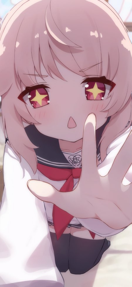 红瞳校服少女伸手动漫手机壁纸