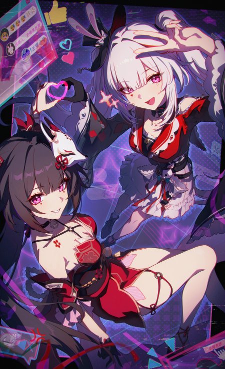 崩坏星穹铁道花火霓虹直播双人少女纹理手机壁纸