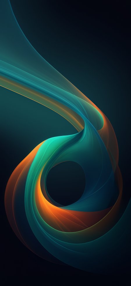 青橙渐变流光绸带立体曲线抽象纹理手机壁纸