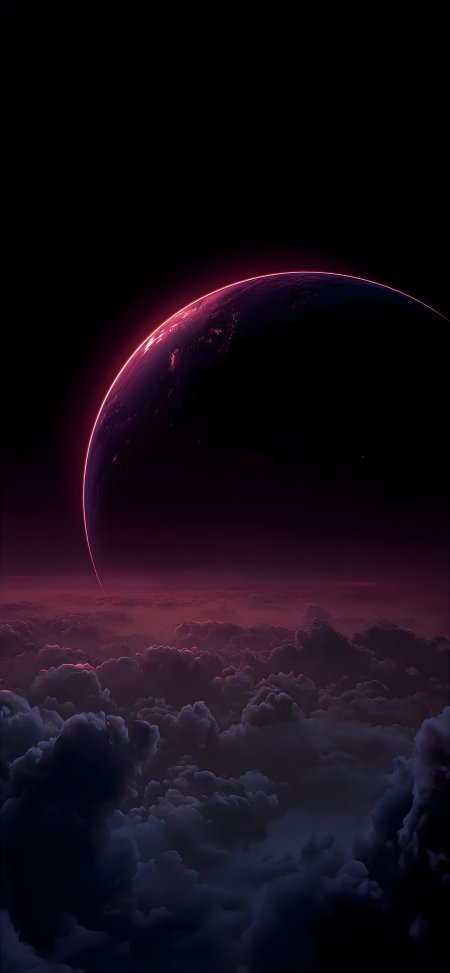 深紫科幻宇宙星球云海意境风景手机壁纸