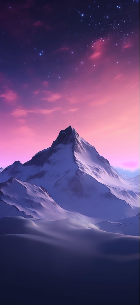 晚霞高山雪山唯美自然风景手机壁纸