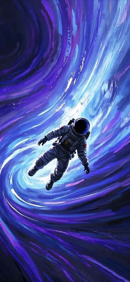 宇航员紫蓝星云漩涡科幻创意手机壁纸