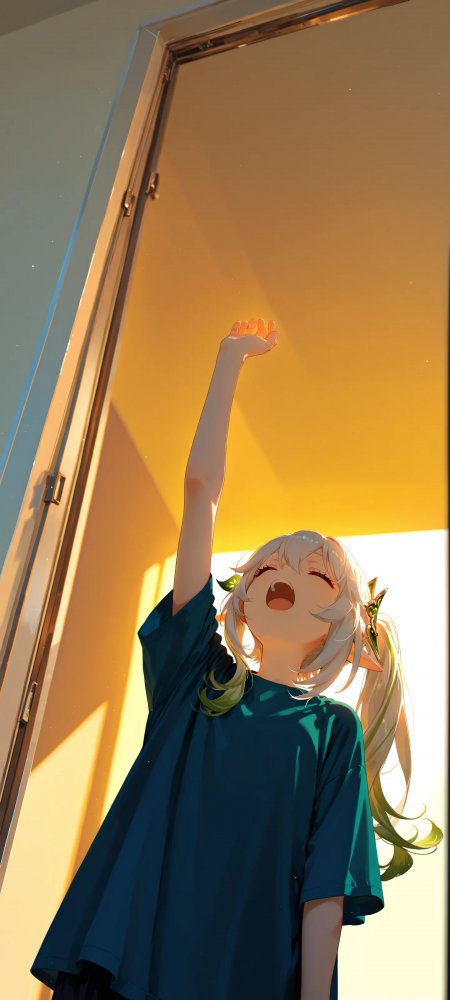 原神纳西妲阳光下伸手治愈可爱少女动漫手机壁纸