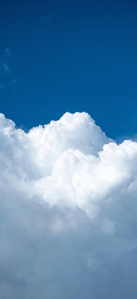 湛蓝天空洁白积云夏日晴朗通透自然风景手机壁纸