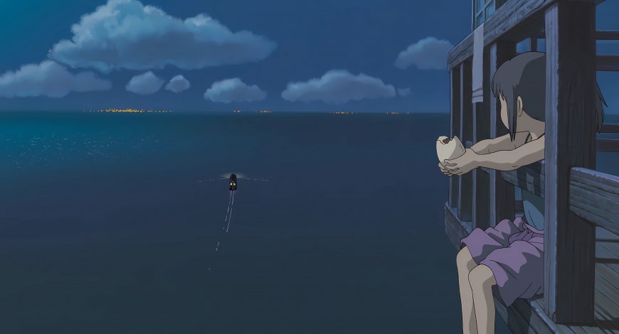 千与千寻小千夜海露台吃饭团少女动漫电脑壁纸
