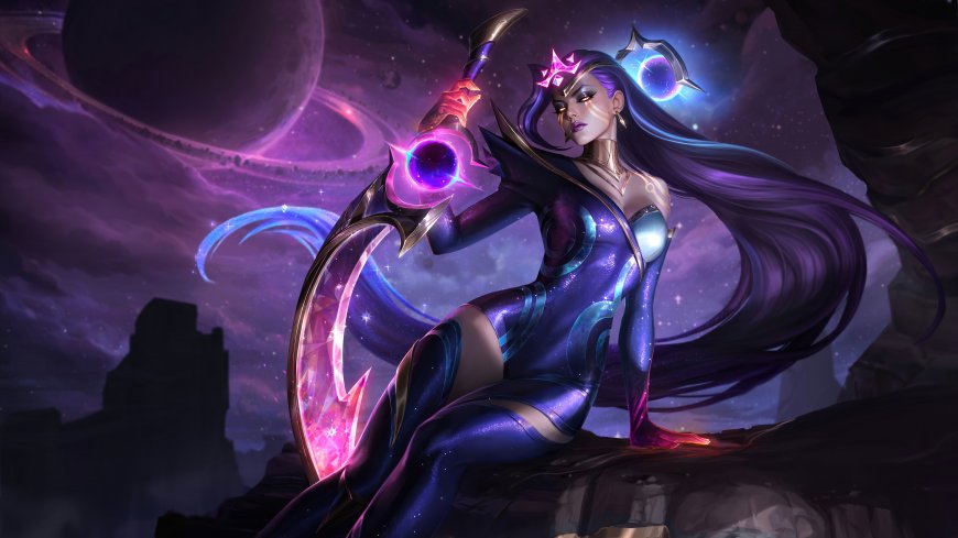 英雄联盟暗星拉克丝紫发星空少女动漫电脑壁纸