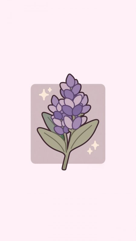 薰衣草简约治愈小清新插画创意手机壁纸