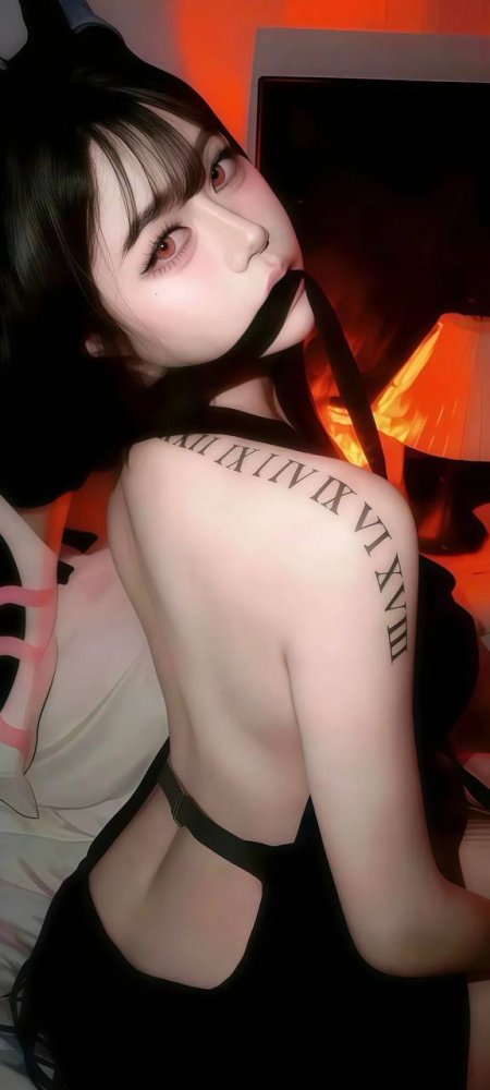肩背纹身少女真人Cosplay人物手机壁纸