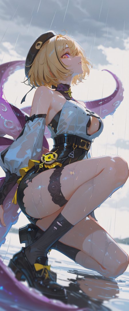 绝区零 伊德海莉金发少女雨中紫色触手动漫手机壁纸