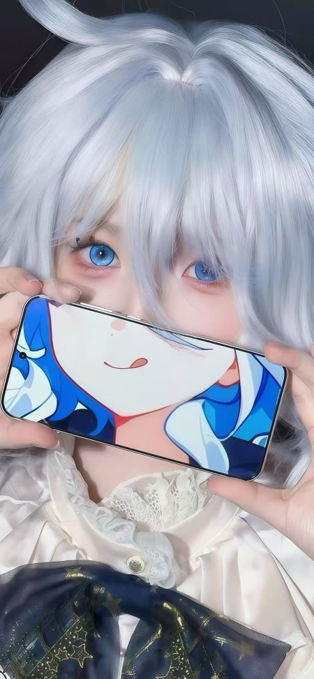 原神芙宁娜银发蓝眼手持展示角色动漫手机壁纸