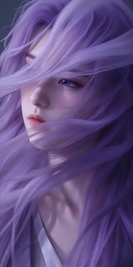师兄啊师兄 云霄仙子紫发飘逸特写动漫手机壁纸