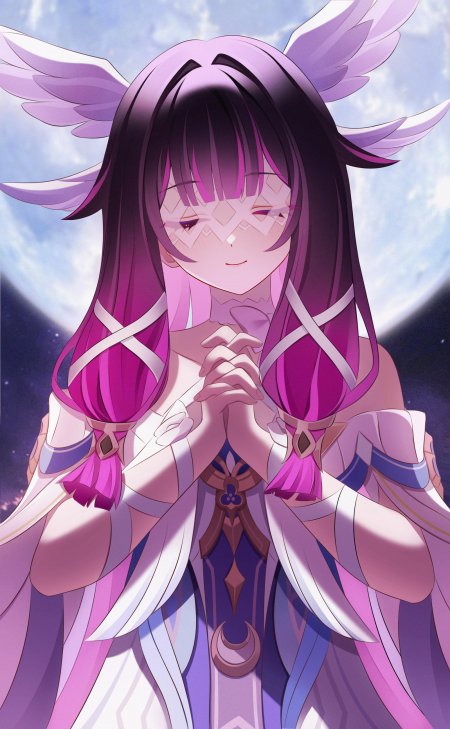 原神哥伦比娅月下祈祷少女动漫手机壁纸
