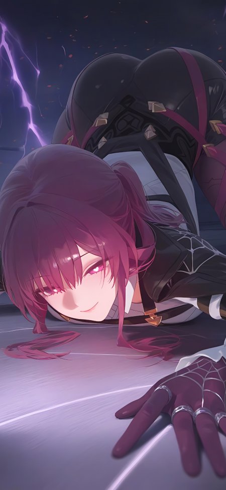 崩坏星穹铁道卡夫卡紫电趴姿少女动漫手机壁纸