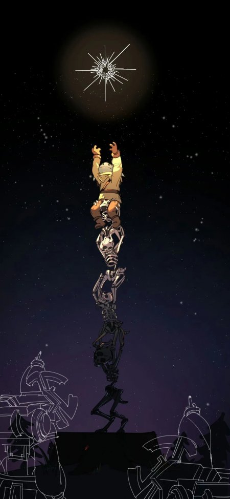 动物井游戏场景星空下机械人形堆叠神秘科幻游戏手机壁纸