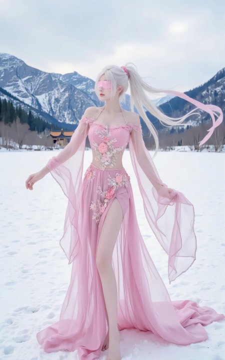 永劫无间宁红叶cosplay雪地长裙少女动漫手机壁纸
