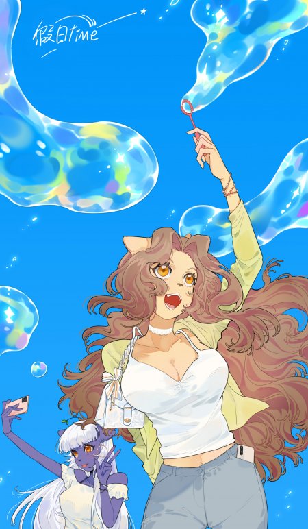 动漫少女吹泡泡动漫手机壁纸