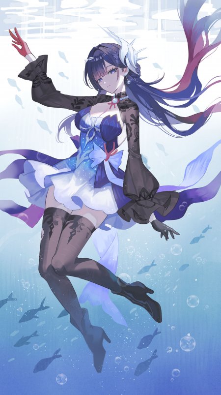 崩坏星穹铁道海瑟音少女蓝裙水下飘逸梦幻动漫手机壁纸