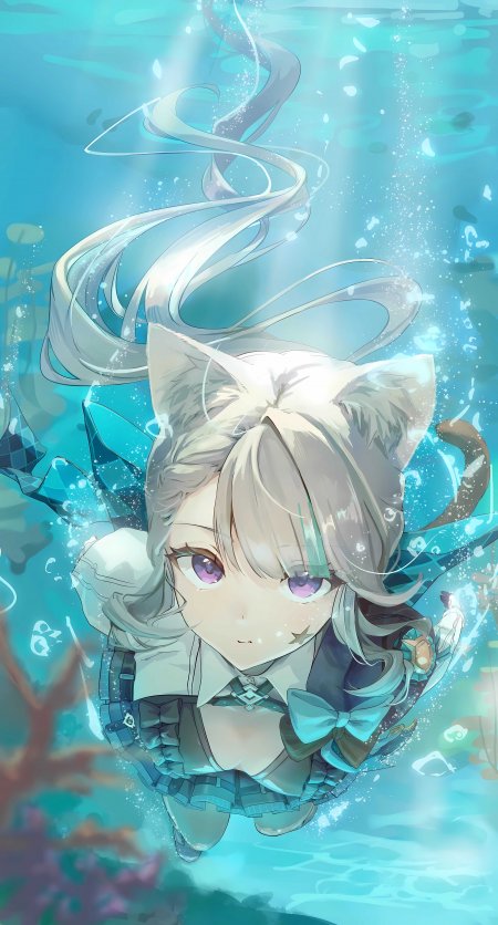原神琳妮特水下漂浮猫耳少女动漫手机壁纸