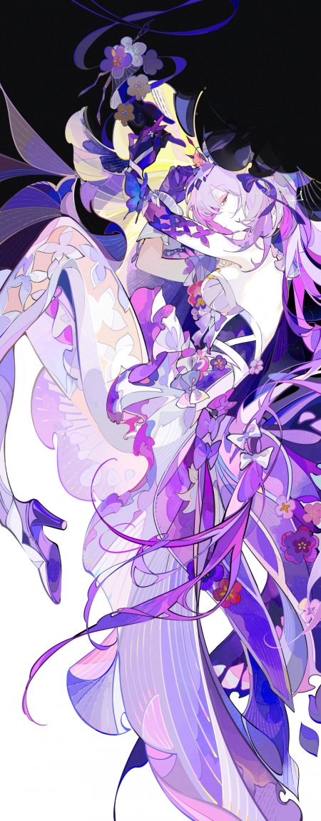 崩坏星穹铁道遐蝶紫发少女和服繁花飘逸暗黑幻想游戏手机壁纸