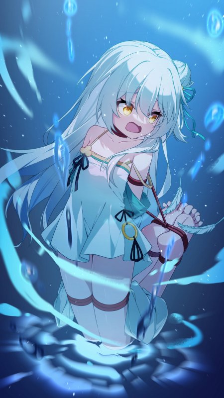 崩坏星穹铁道流萤银发少女水中发光特效梦幻游戏手机壁纸