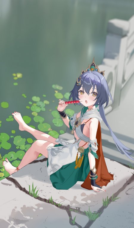 崩坏星穹铁道云璃池畔吃糖葫芦休闲姿态动漫手机壁纸