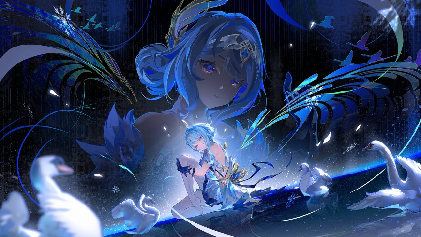 原神奥黛塔少女天鹅湖光梦幻发光动漫电脑壁纸