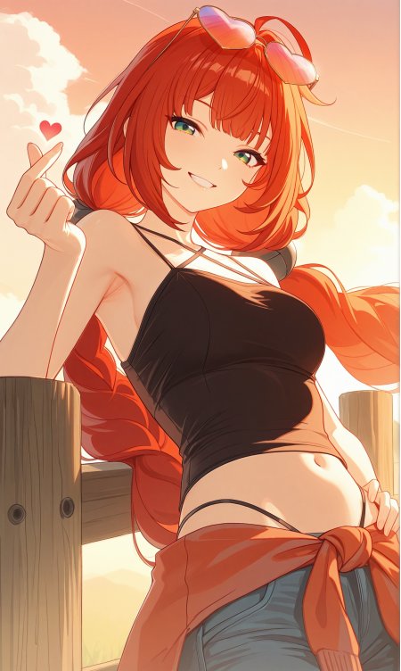 绝区零浮波柚叶少女红发墨镜比心夏日活力动漫手机壁纸