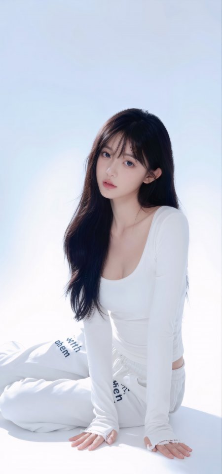 孙珍妮纯白长袖居家气质明星摄影人物手机壁纸