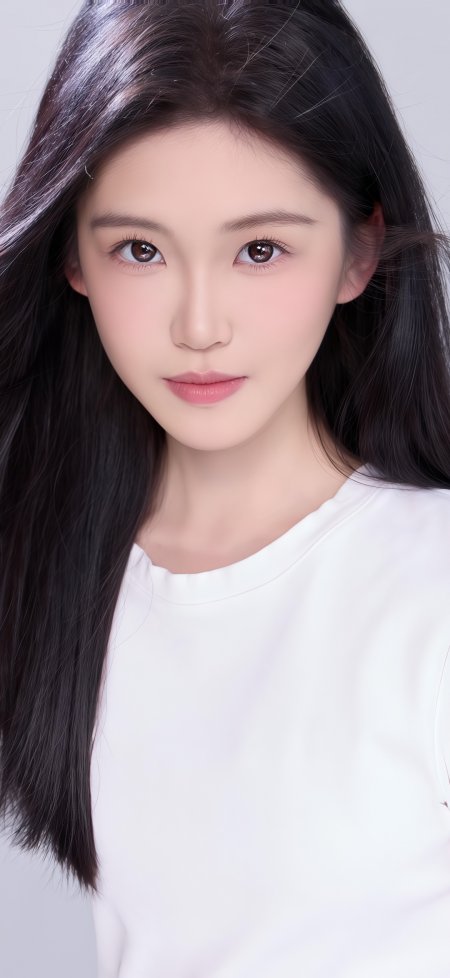 刘浩存纯白短袖长发清纯明星摄影人物手机壁纸