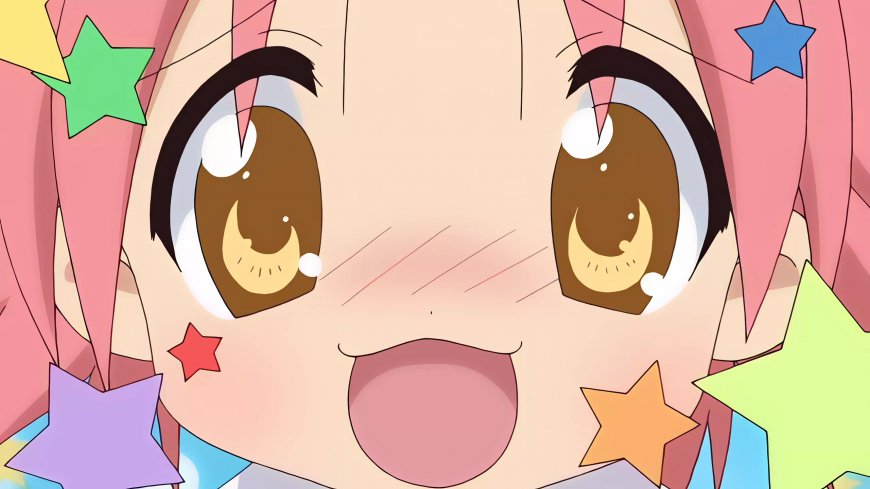 幸运星小神晶粉发星星笑脸少女二次元动漫电脑壁纸