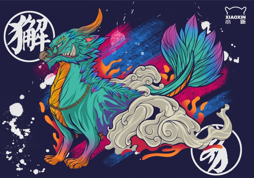联想小新山海经獬豸国潮创意电脑壁纸