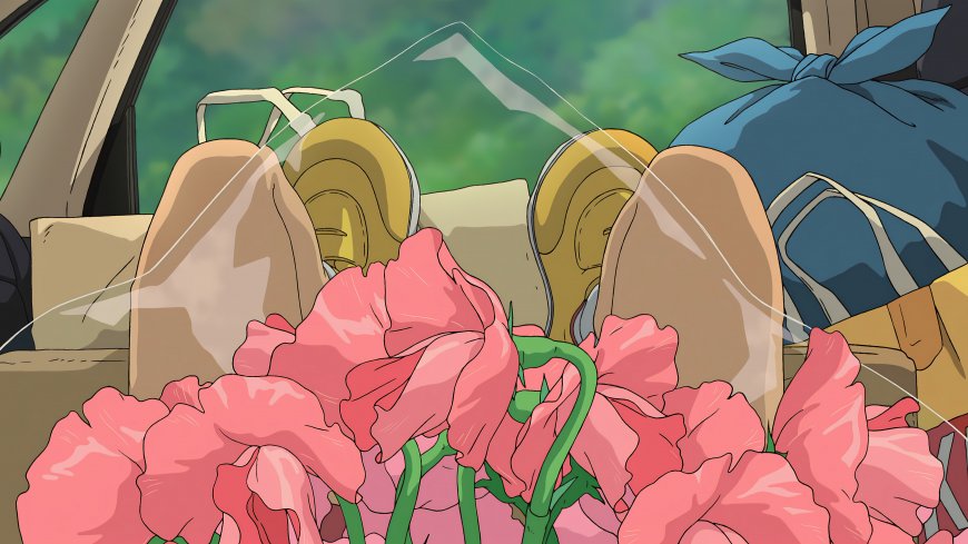 千与千寻车内粉花黄鞋搬家开场二次元动漫电脑壁纸