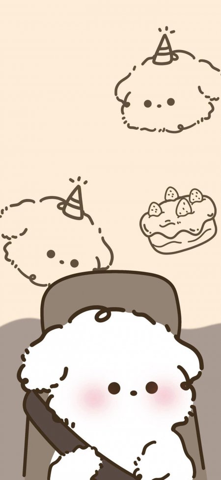 比熊小狗车内生日梦境动漫手机壁纸