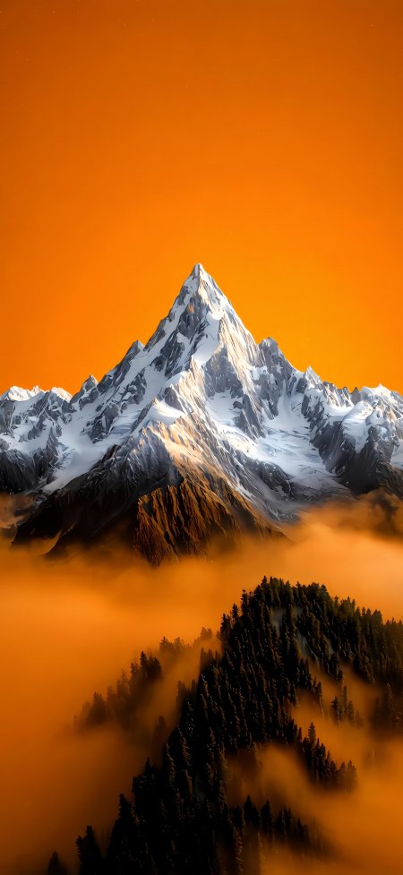 橙霞雪山云海日照金山风景手机壁纸