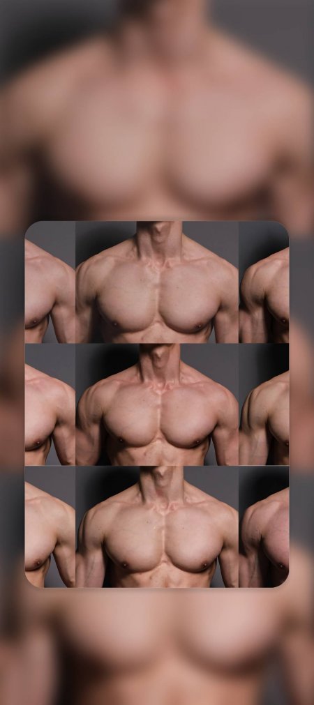健身胸肌九宫格特写人物手机壁纸