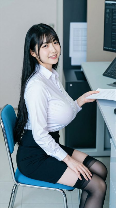 白衬衫黑裙职场气质美女手机壁纸