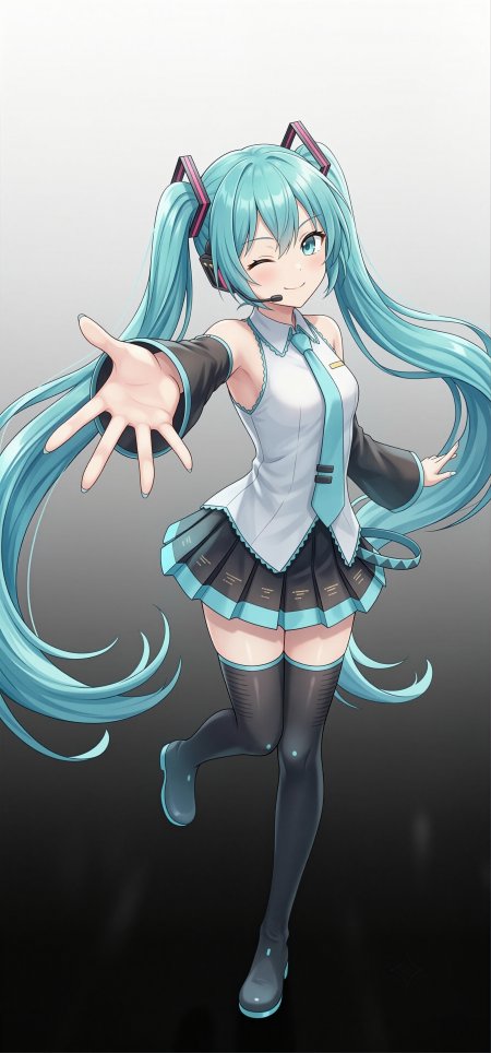 初音未来眨眼伸手经典动漫手机壁纸