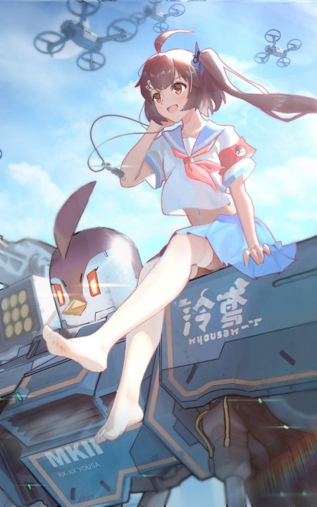 泠鸢校服机甲蓝天少女动漫手机壁纸