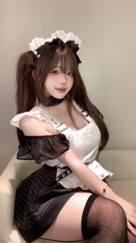 双马尾女仆装黑丝甜美美女手机壁纸