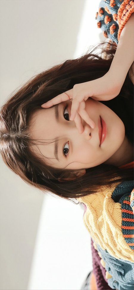 针织毛衣遮脸甜美人像美女手机壁纸