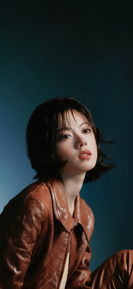 赵今麦短发皮衣潮酷人像明星手机壁纸