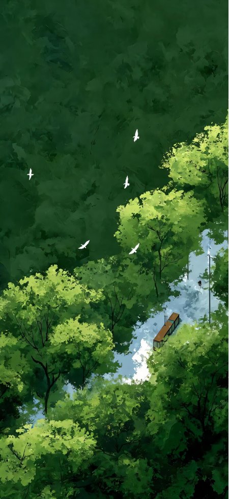 绿林溪流小火车航拍风景手机壁纸
