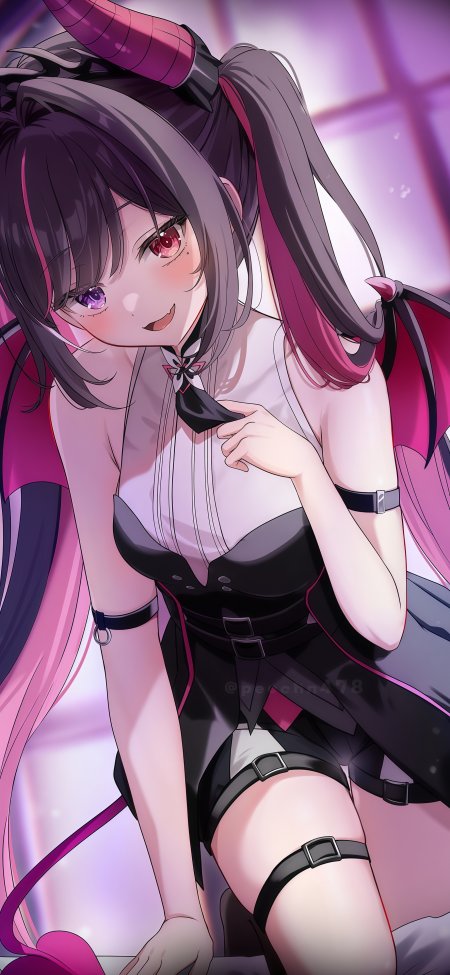 异瞳粉黑恶魔双马尾动漫手机壁纸