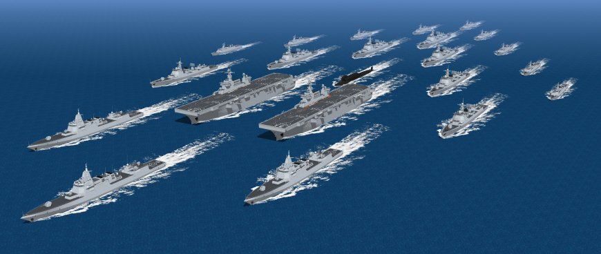 中国海军航母编队驱逐舰护卫舰海上编队3D渲染军事电脑壁纸