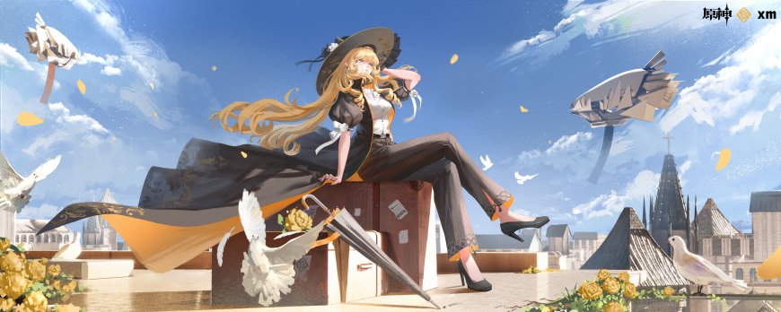 原神娜维娅金发优雅欧式风动漫少女电脑壁纸