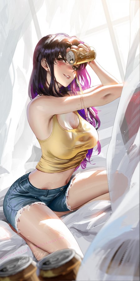 新世纪福音战士葛城美里啤酒美女手机壁纸