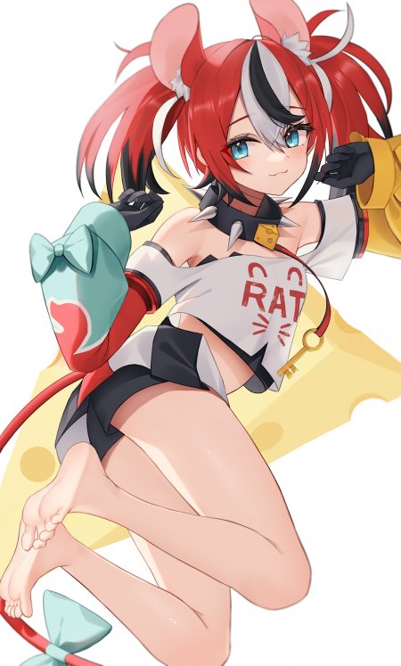 红发鼠耳少女奶酪切片漂浮动漫手机壁纸
